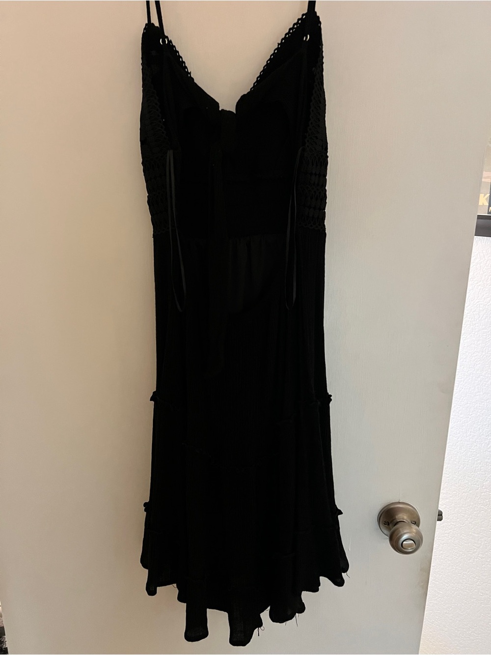 Love Tree Black Crochet-Detail Midi Dress